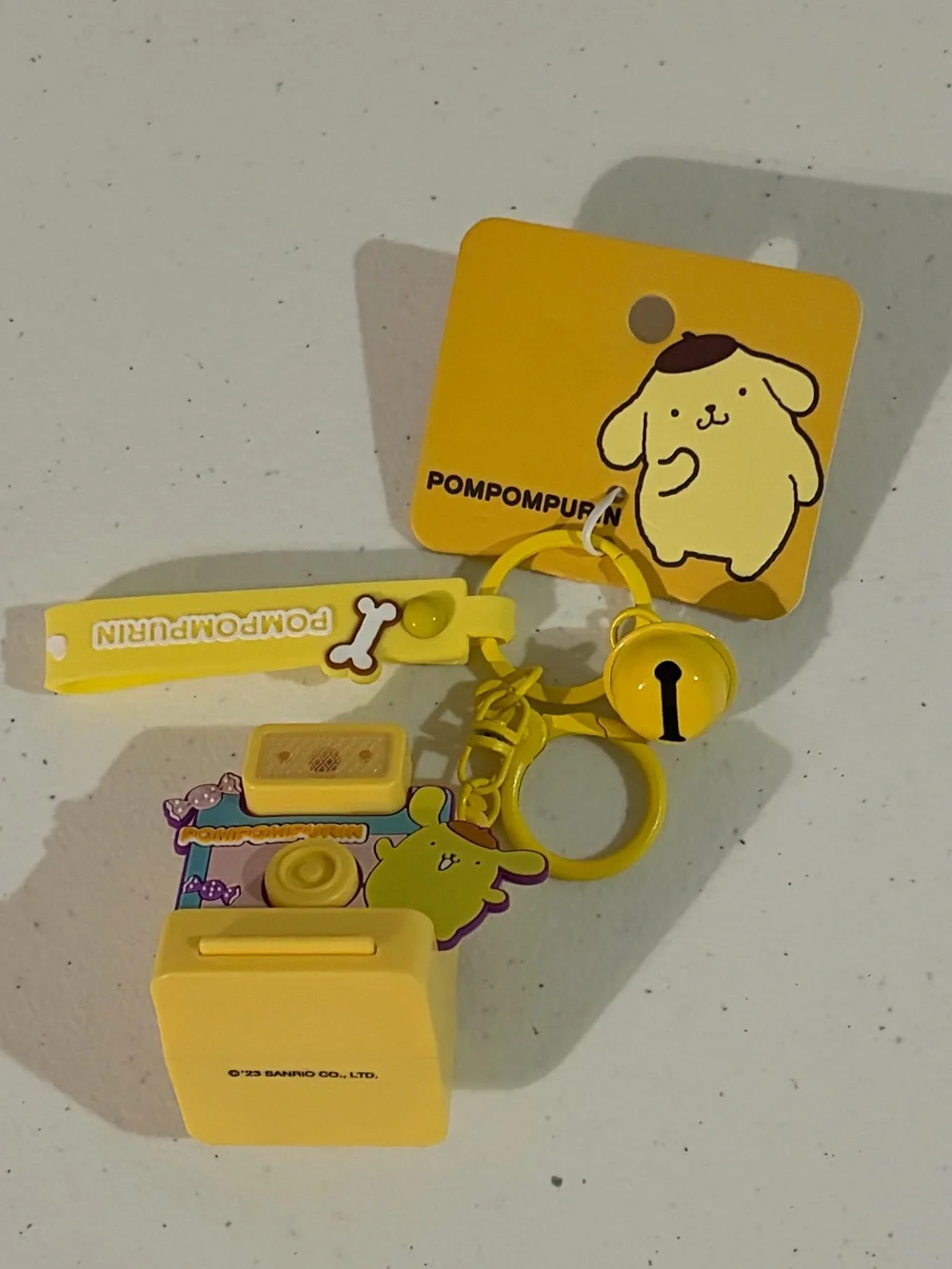 Sanrio Pompompurin Yellow Charm Keychain with Bell